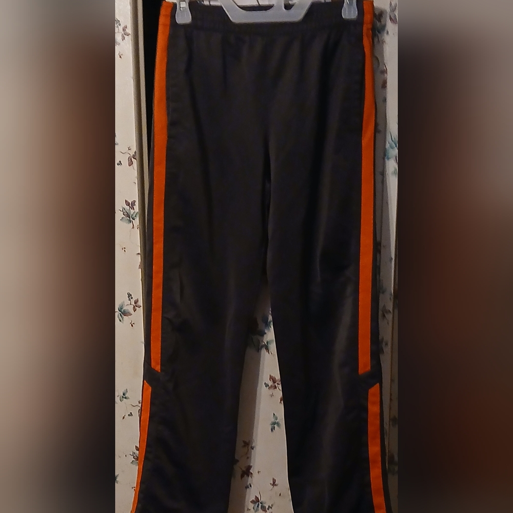 Black Pants with Orange Stripes